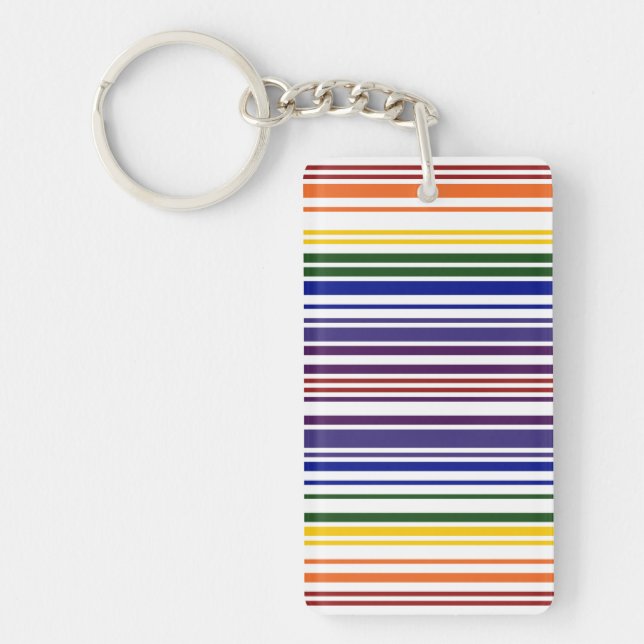 Double Rainbow Barcode Keychain (Front)