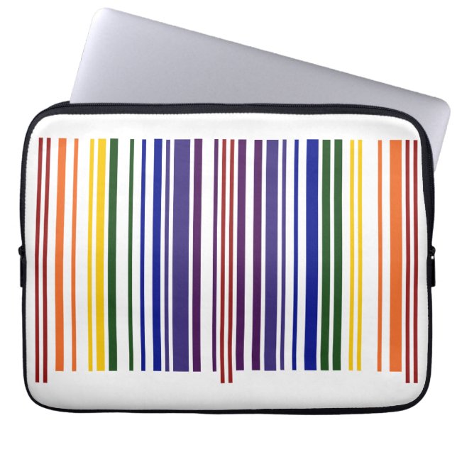 Double Rainbow Barcode Laptop Sleeve (Front)