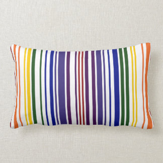 Double Rainbow Barcode Lumbar Pillow