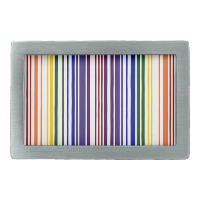 Double Rainbow Barcode Rectangular Belt Buckle (Front)