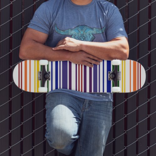 Double Rainbow Barcode Skateboard