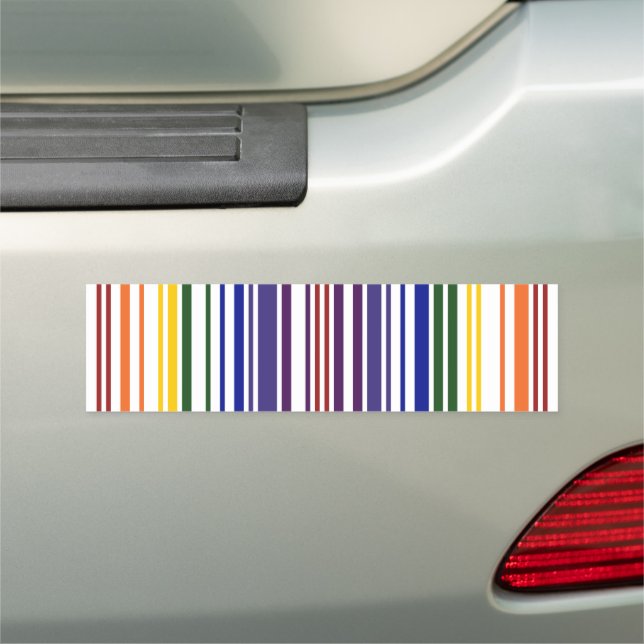 Double Rainbow Barcode Stripes Car Magnet (In Situ)