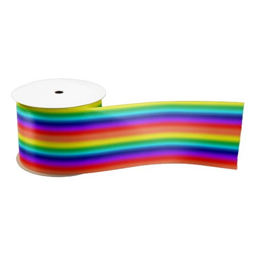 Double Rainbow Bright Colors in Gradient Stripes Satin Ribbon