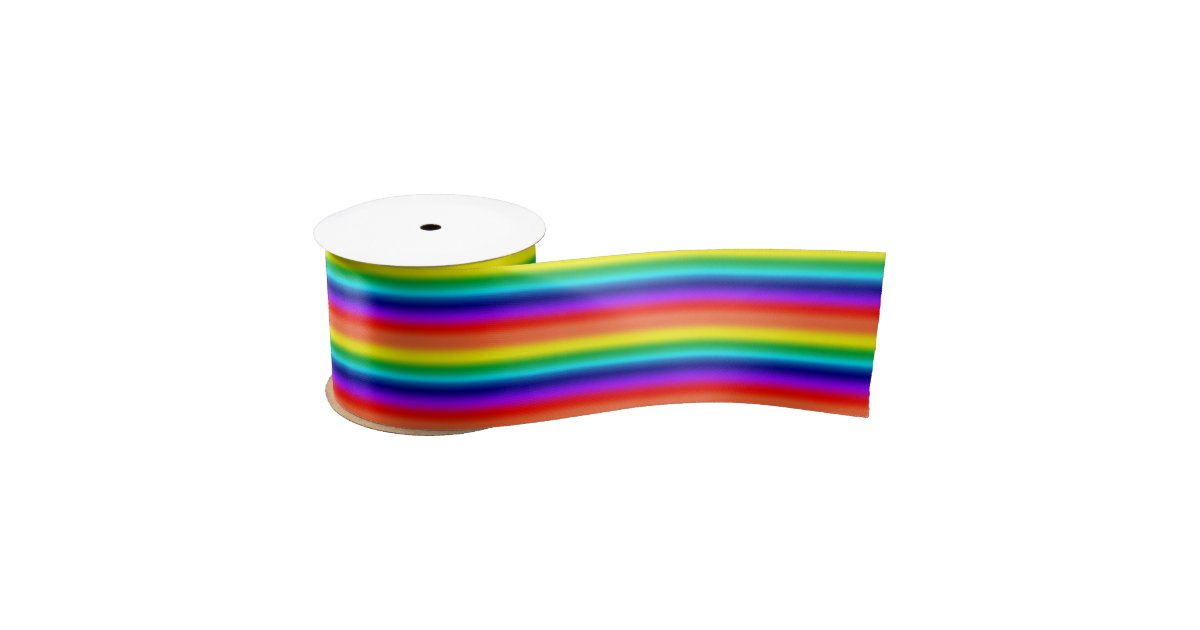 Rainbow Stripes in primary colors printed on 7/8 grosgrain ribbon