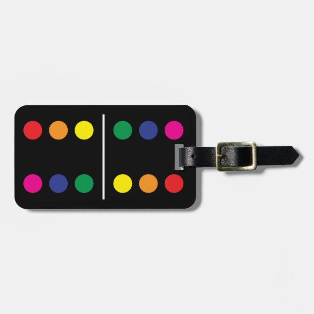 Double Rainbow Domino Luggage Tag (Front Horizontal)