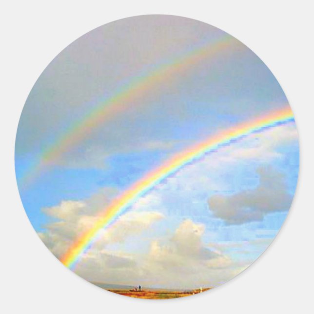 Double rainbow, God promise, luck, st Patrick’s, g Classic Round Sticker (Front)