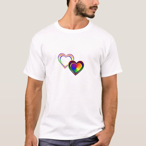 Double Rainbow Hearts T_Shirt