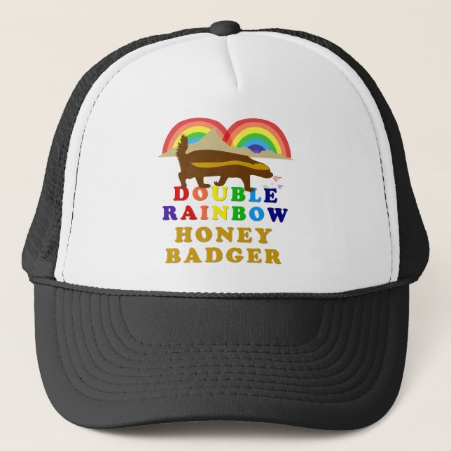 double rainbow honey badger trucker hat (Front)