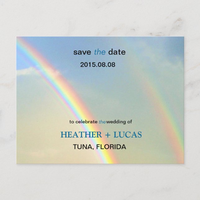 Double Rainbow l Save The Date Postcard (Front)