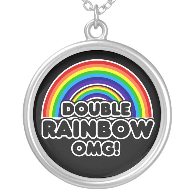 Double Rainbow OMG Silver Plated Necklace (Front)