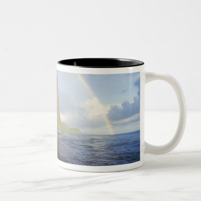 Double rainbow over the cliffs of the North Two-Tone Coffee Mug (Right)