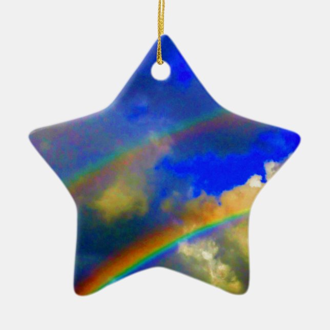Double Rainbow Vision Ceramic Ornament (Front)