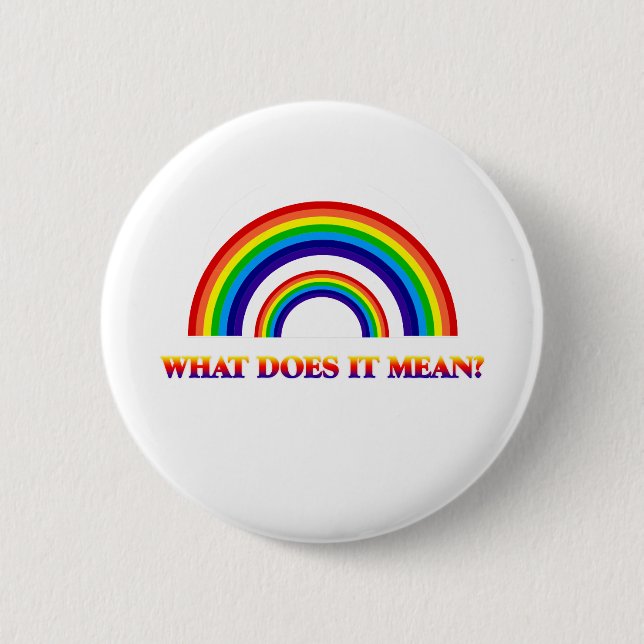 Double Rainbow. What does it mean? Pinback Button (Front)