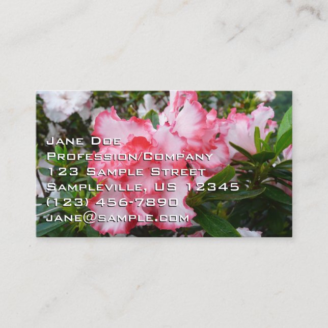 Double Red and White Azaleas Spring Floral Business Card (Front)