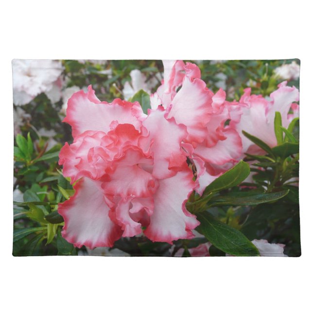 Double Red and White Azaleas Spring Floral Cloth Placemat (Front)