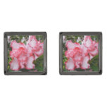 Double Red and White Azaleas Spring Floral Cufflinks