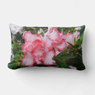 Double Red and White Azaleas Spring Floral Lumbar Pillow