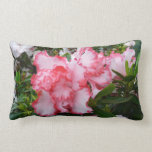 Double Red and White Azaleas Spring Floral Lumbar Pillow