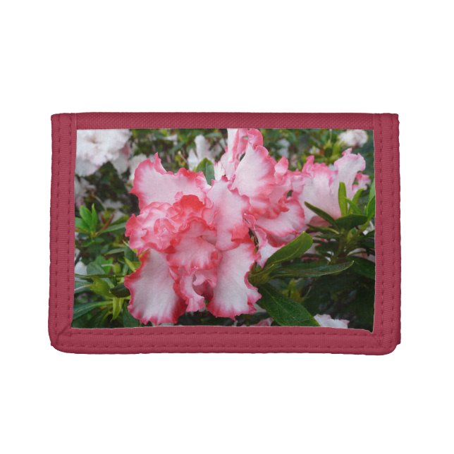 Double Red and White Azaleas Spring Floral Trifold Wallet (Front)