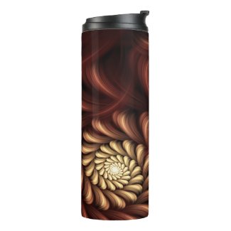 Double Red Fractal Sprials Thermal Tumbler