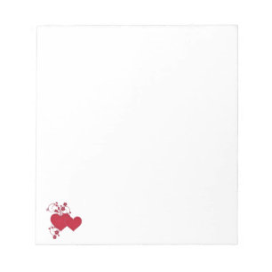 Double Red Hearts & Glitter Design Valentine's Day Notepad
