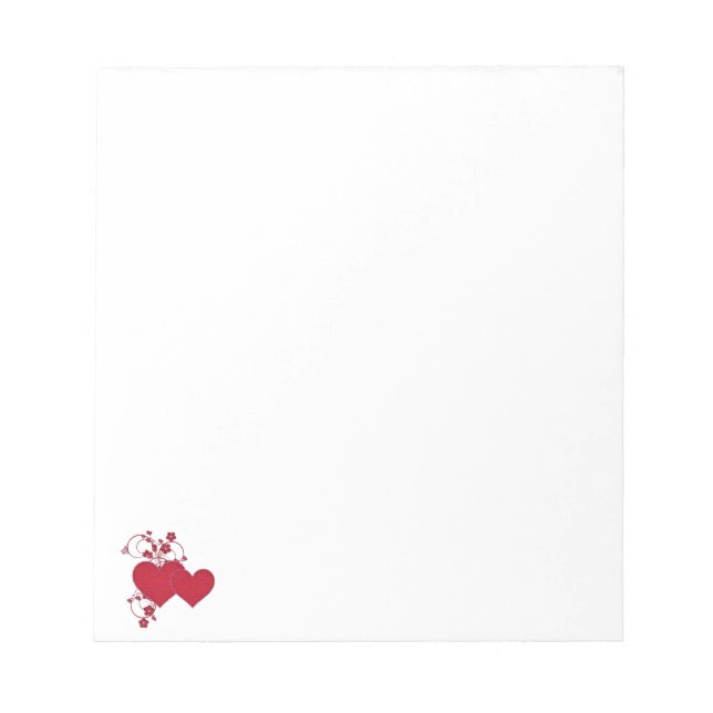 Double Red Hearts & Glitter Design Valentine's Day Notepad (Front)