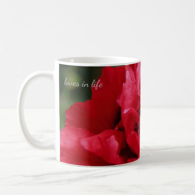 Double Red Opium Poppy Coffee Mug (Left)