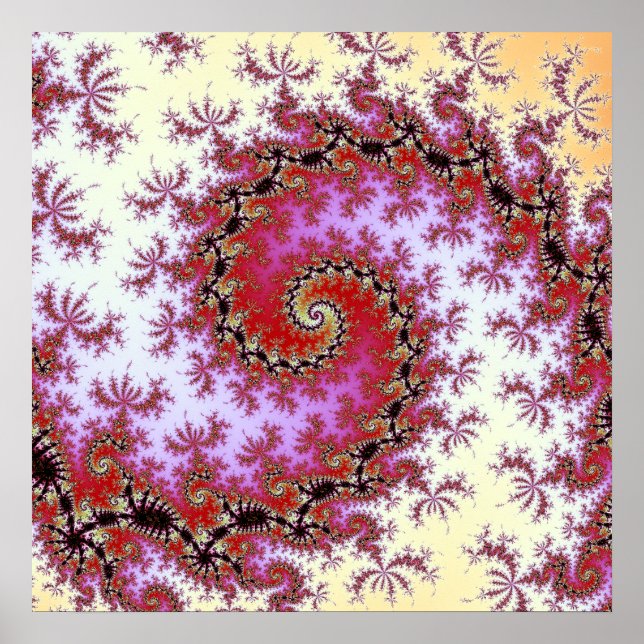 Double Red Spiral Fractal Design Poster (Front)