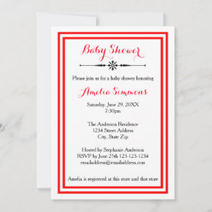 Double Red Trim  - Baby Shower Invitation