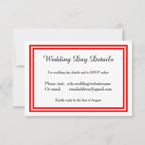 Double Red Trim_Wedding Day Details Invitation