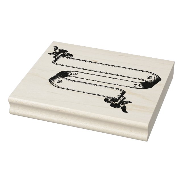 Double Ribbon Banner Vintage Rubber Art Stamp (Stamp)