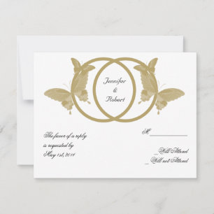 Double Ring Butterfly Monogram Response Card