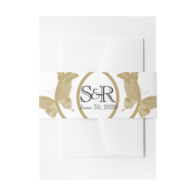 Double Ring Butterfly Monogram Wedding Belly Band (Front Example)