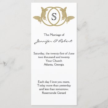 Double Ring Butterfly Monogram Wedding Program by NoteableExpressions at Zazzle