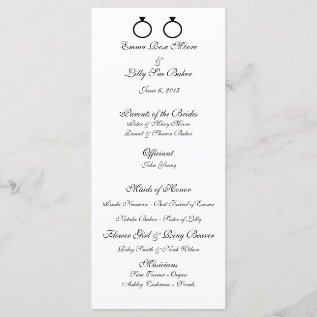 "Double Rings" Wedding Programs (Front)