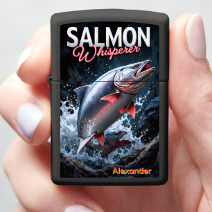 Double Salmon Leap Personalized River Zippo Lighter