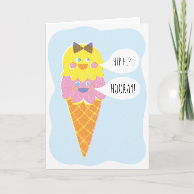 Double Scoop Girl Ice Cream Greeting Card (Front)