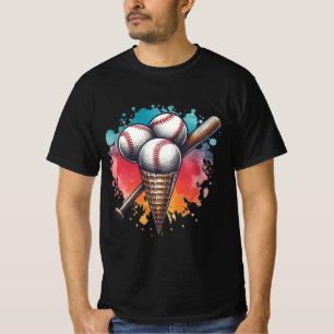 Double Scoop Home Run – Colorful Baseball Cone T-Shirt