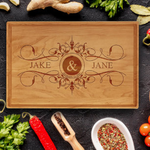Double Scroll Cherry Cutting Board w/ Groove