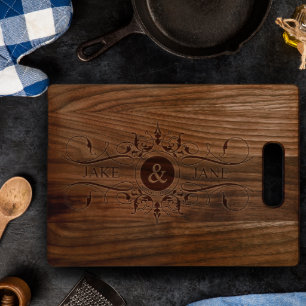 Double Scroll Walnut Cutting Board w/ Handle
