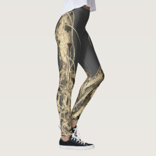 Double Sepia Octopus on Slate Gray Leggings