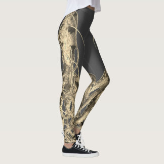 Double Sepia Octopus on Slate Gray Leggings
