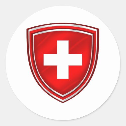 Double shield Swiss Emblem for De Schweiz Classic Round Sticker