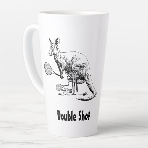 Double Shot Kangaroo Tennis Player Latte Mug
