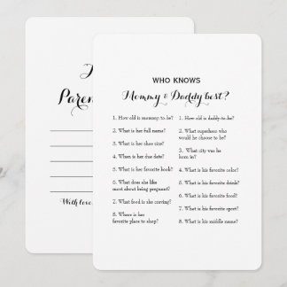 Double Side 2 Baby Shower Game- Advice | Who Knows Invitation
