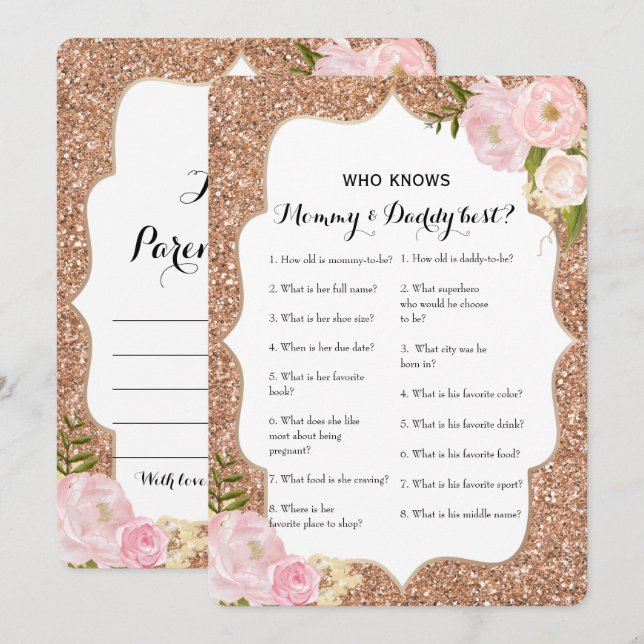 Double Side 2 Baby Shower Game- Advice | Who Knows Invitation (Front/Back)