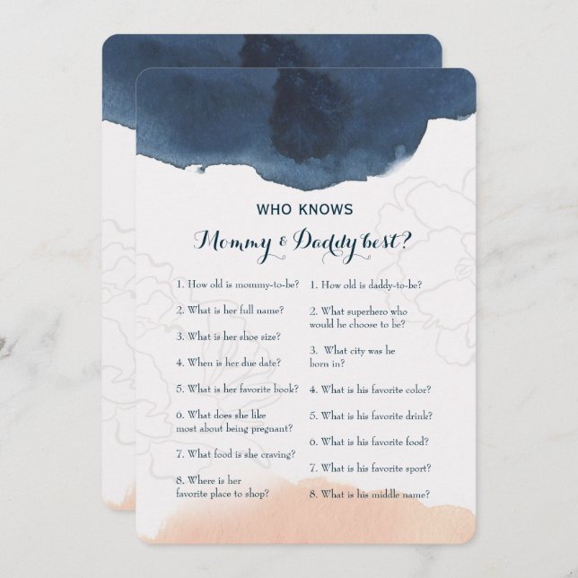 Double Side 2 Baby Shower Game- Advice | Who Knows Invitation (Front/Back)