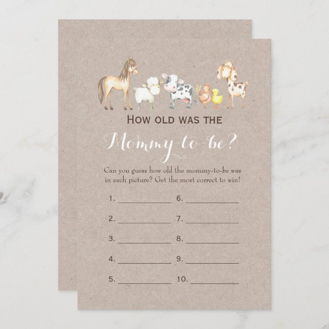 Double Side- 2 Baby Shower Games- How Old | Advice Invitation (Front/Back)