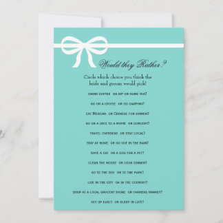 Double Side Aqua & Bows Bridal Shower Games