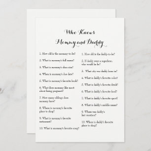 Double Side Baby Shower Games - Advice Who Knows Invitation